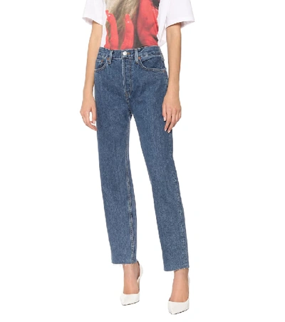 Shop Re/done Stove Pipe High-rise Straight Jeans In Blue