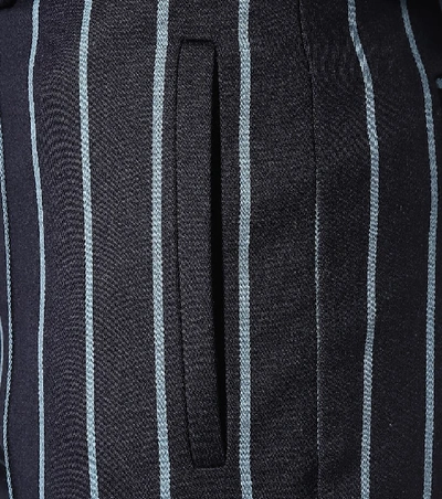 Shop Rokh Striped Wool And Cotton Pants In Blue
