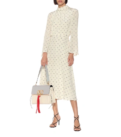 Shop Valentino Mini Vlogo Crêpe De Chine Dress In White