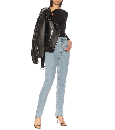 Shop Helmut Lang Hi Spikes High-rise Straight Jeans In Blue