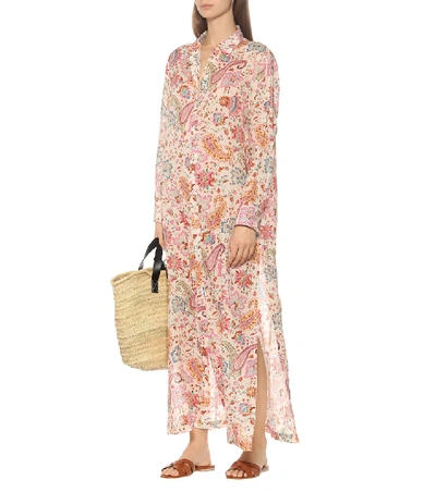 Shop Etro Paisley-print Ramie Midi Shirt Dress In Multicoloured