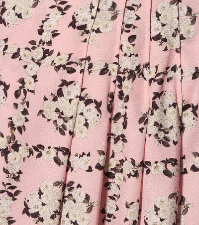Shop Emilia Wickstead Myrtle Floral Satin Midi Skirt In Pink