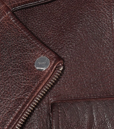 Shop Ganni Leather Jacket In Brown