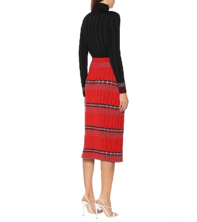Shop Marni Striped Knit Midi Skirt In Red