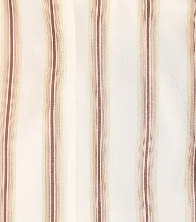 Shop Chloé Striped Silk Satin Blouse In Beige