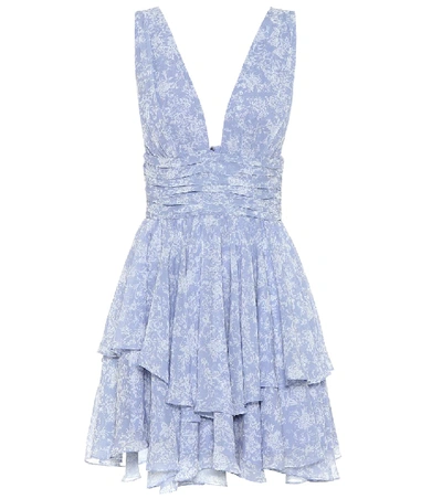 Shop Caroline Constas Paros Floral Minidress In Blue