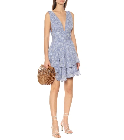 Shop Caroline Constas Paros Floral Minidress In Blue