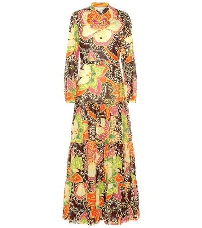 Shop Gucci Printed Cotton Maxi Dress In Multicoloured