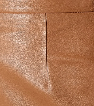 Shop Zeynep Arcay High-rise Leather Pencil Skirt In Brown