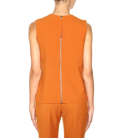 Shop Victoria Victoria Beckham Sleeveless Wool-blend Top In Orange