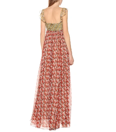 Shop Valentino Floral-printed Silk Gown In Multicoloured