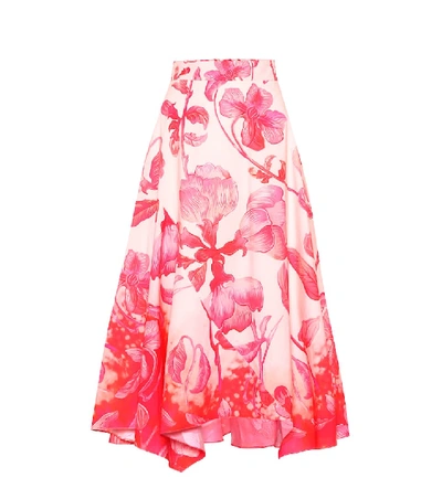 Shop Peter Pilotto Printed Cotton Midi Skirt In Pink