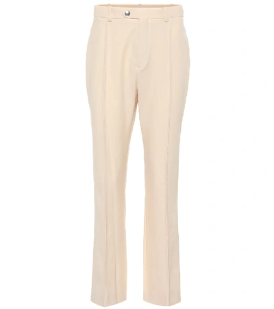 Shop Chloé High-rise Straight Wool-blend Pants In Beige