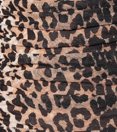 Shop Ganni Leopard-printed Minidress In Beige
