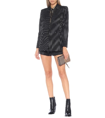 Shop Saint Laurent Striped Wool Blazer In Black