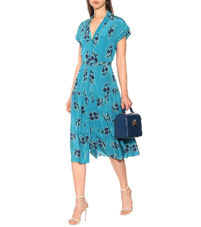 Shop Veronica Beard Meagan Floral Silk Dress In Blue