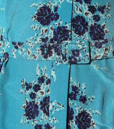 Shop Veronica Beard Meagan Floral Silk Dress In Blue