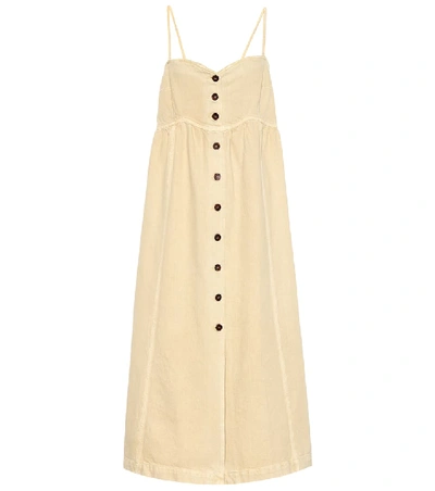 Shop Nanushka Kaia Cotton Twill Midi Dress In Beige