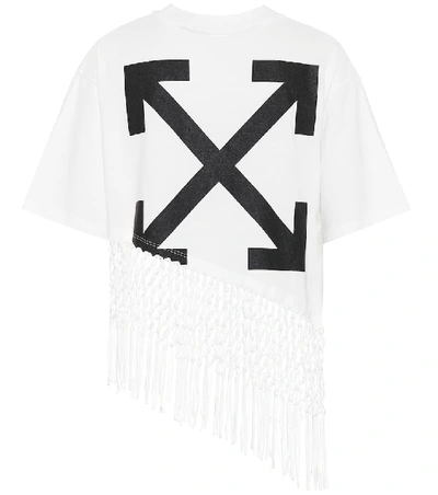 Shop Off-white Printed Cotton-jersey T-shirt In White