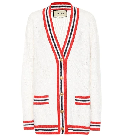 Shop Gucci Gg Wool And Silk Cardigan In White