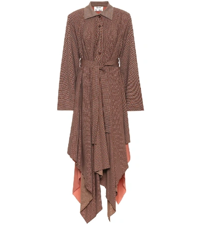 Shop Acne Studios Checked Wool-blend Coat In Brown