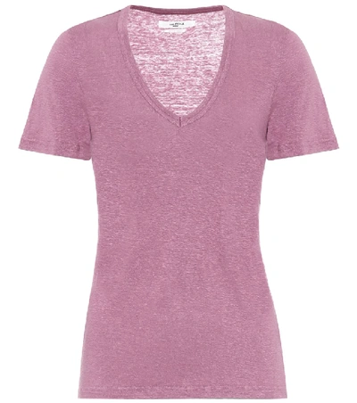 Shop Isabel Marant Étoile Kranger Linen T-shirt In Pink