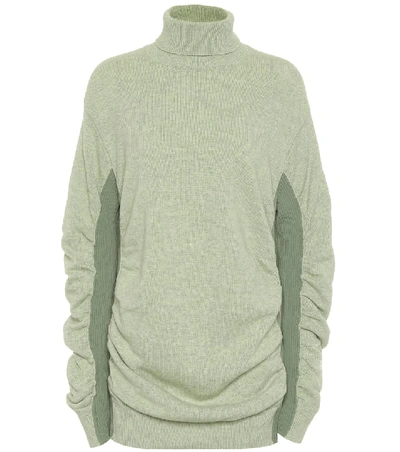 Shop Mm6 Maison Margiela Roll-neck Wool-blend Sweater In Green