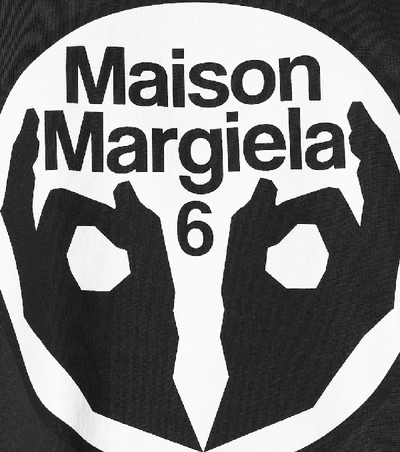 Shop Mm6 Maison Margiela Oversized Logo Cotton Hoodie In Black
