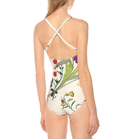 Shop Gucci Floral Swimsuit In Multicoloured