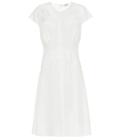 Shop Fendi Lace-trimmed Crêpe Dress In White