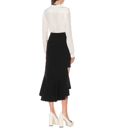 Shop Givenchy Asymmetric Wool Midi Skirt In Black