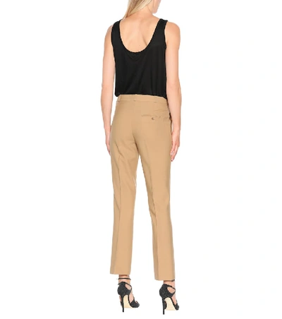 Shop Etro Stretch-wool Straight-leg Pants In Beige