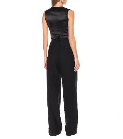 Shop Dolce & Gabbana High-rise Wide-leg Wool-blend Pants In Black