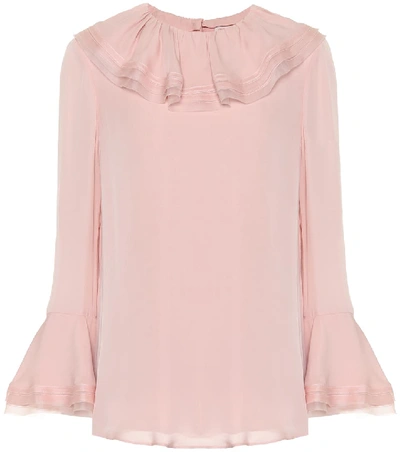 Shop Tory Burch Silk Blouse With Ruffles In Pink