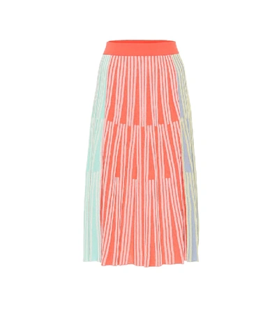 Shop Kenzo Ribbed-knit Midi Skirt In Multicoloured