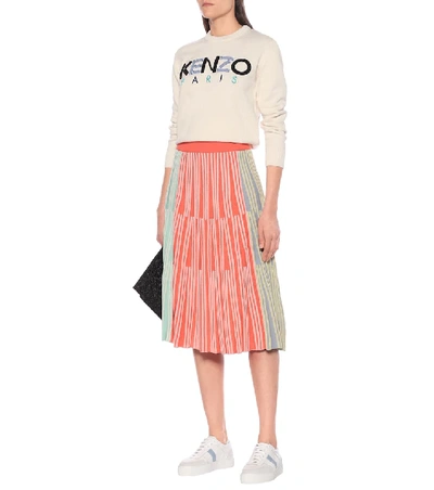 Shop Kenzo Ribbed-knit Midi Skirt In Multicoloured