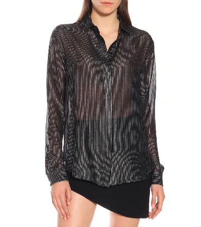 Shop Saint Laurent Silk-blend Crêpe De Chine Blouse In Black