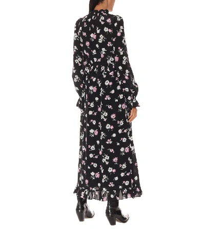 Shop Les Rêveries Floral Silk Maxi Dress In Black