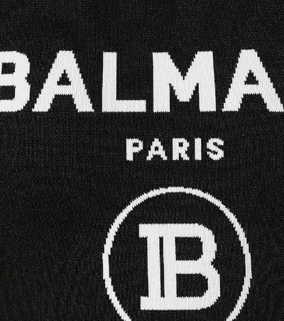 Shop Balmain Logo Intarsia Jersey Bodysuit In Black