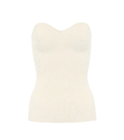 Shop Khaite Lucie Ribbed-knit Top In Beige