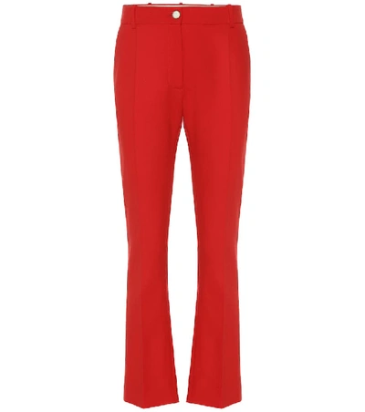 Shop Valentino High-rise Flared Wool-blend Pants In Red