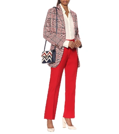 Shop Valentino High-rise Flared Wool-blend Pants In Red