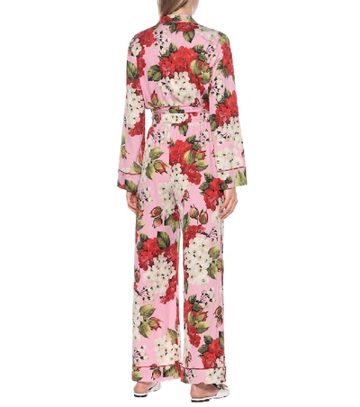 Shop Dolce & Gabbana Floral Silk-satin Pajama Pants In Pink