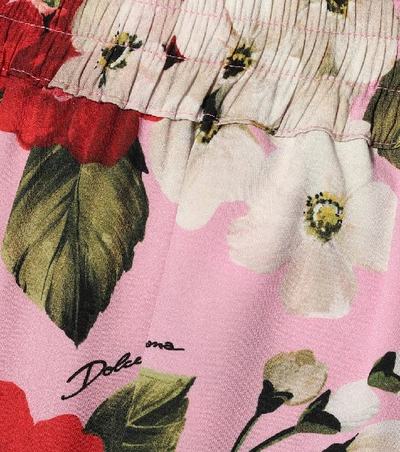 Shop Dolce & Gabbana Floral Silk-satin Pajama Pants In Pink