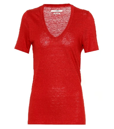 Shop Isabel Marant Étoile Kranger Linen T-shirt In Red
