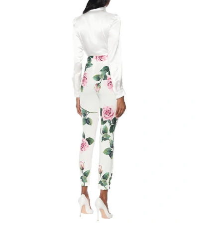 Shop Dolce & Gabbana Floral Leggings In White