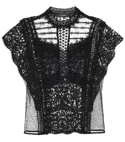 Shop Isabel Marant Tilly Lace Top In Black