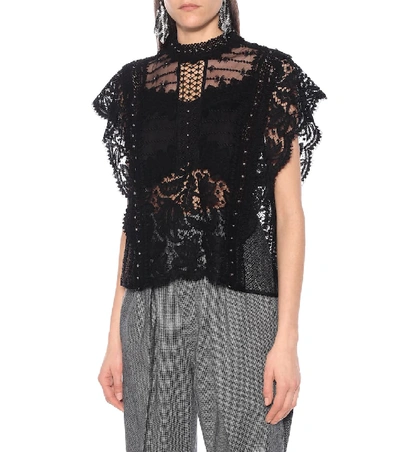 Shop Isabel Marant Tilly Lace Top In Black