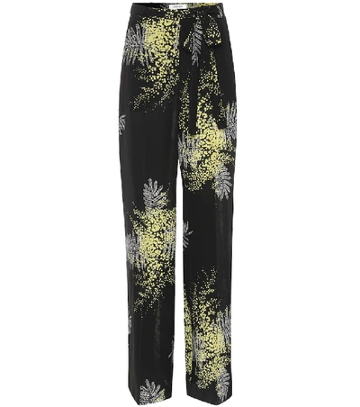 Shop Valentino Printed Wide-leg Silk Pants In Black