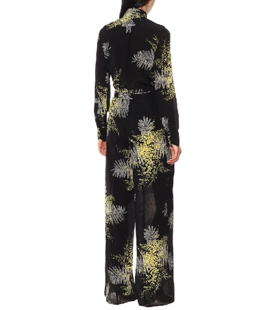 Shop Valentino Printed Wide-leg Silk Pants In Black